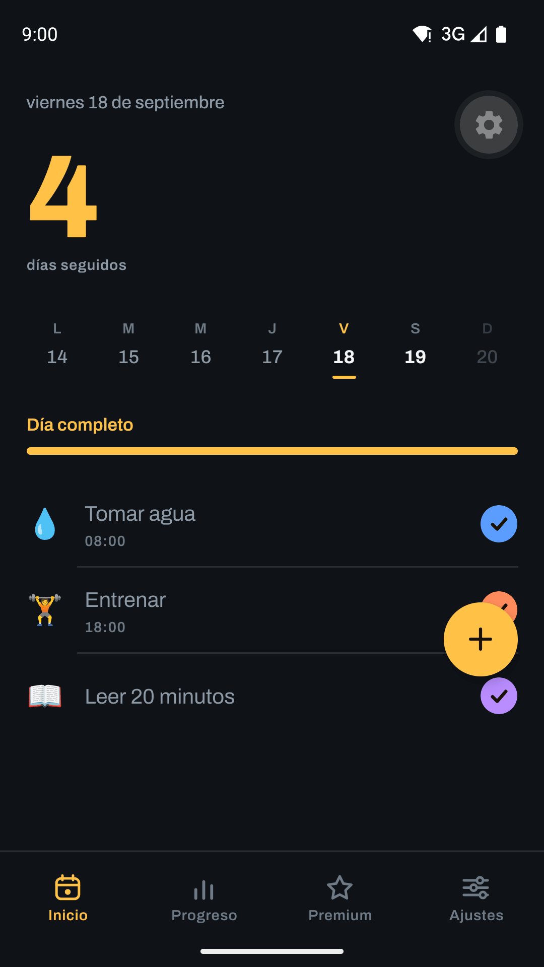 HabitBox daily habit tracking screen