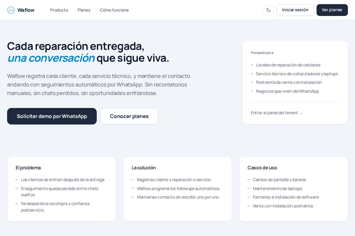 Waflow public product landing page